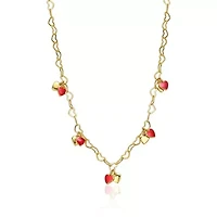 Lab Created 14K Gold Plated with Red Heart Enamel Charm Necklace for Kids
