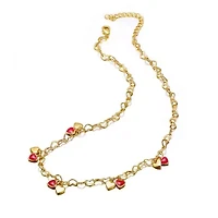 Lab Created 14K Gold Plated with Red Heart Enamel Charm Necklace for Kids