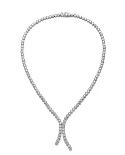 Lab Created White Gold Plated with Clear Round Cubic Zirconia Bezel Set Necklace
