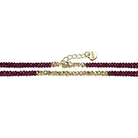 Lab Created 14K Gold Plated with Red and Gold Plated Mineral Beaded Necklace for Kids