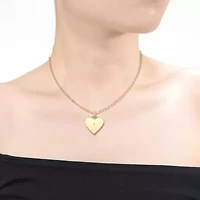 Lab Created 14K Gold Plated with Clear Cubic Zirconia Heart Pendant Necklace