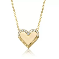 Lab Created 14K Gold Plated with Clear Cubic Zirconia Heart Pendant Necklace