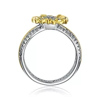 Lab Created White Gold Plated and 14K Cubic Zirconia Nature Inspired Ring