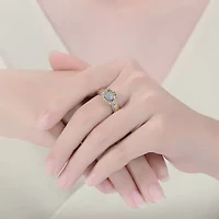 Lab Created White Gold Plated and 14K Cubic Zirconia Nature Inspired Ring