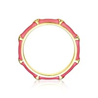 Lab Created Rozzato 14K Gold Plated with Cubic Zirconia Rose-Pink Bamboo Stacking Ring for Kids