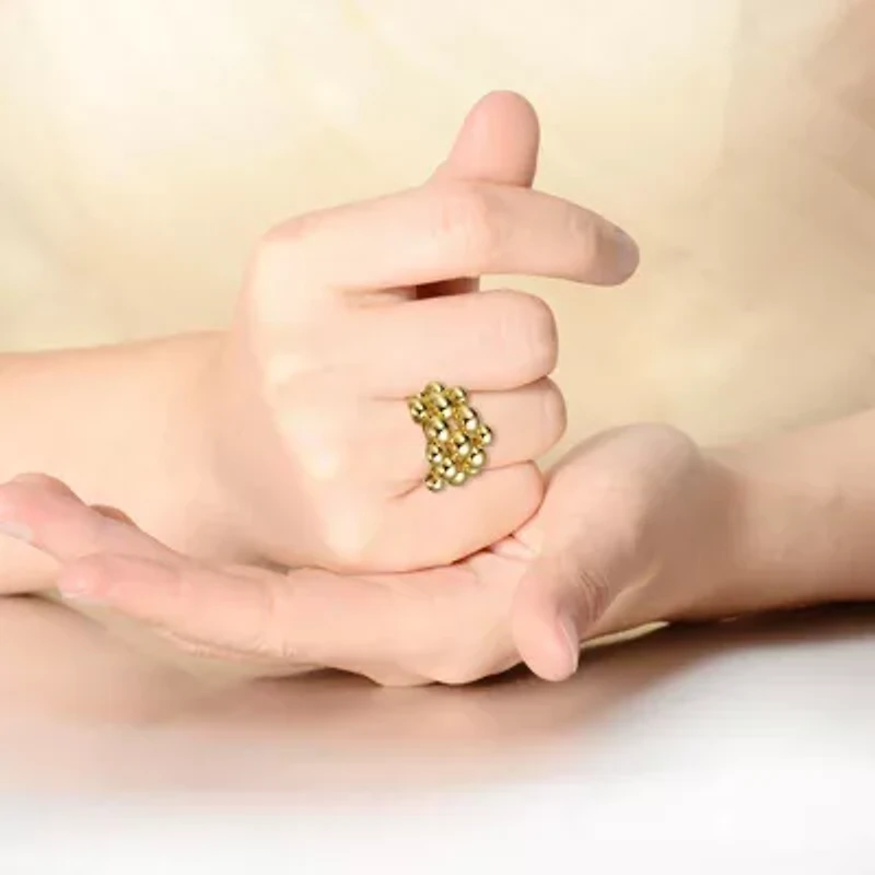 Rozzato 14K Gold Plated Bead Ball Cluster Bouquet Adjustable Statement Ring