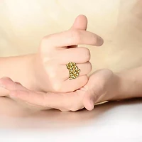 Rozzato 14K Gold Plated Bead Ball Cluster Bouquet Adjustable Statement Ring