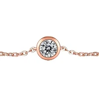 Sterling Silver 18K Rose Gold Plated with 0.50ct Lab Created Moissanite Solitaire Station Charm Adjustable Bracelet