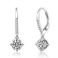 Sterling Silver White Gold Plated with 0.11ct Lab Created Moissanite Drop Earrings
