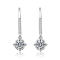 Sterling Silver White Gold Plated with 0.11ct Lab Created Moissanite Drop Earrings