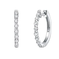 Sterling Silver White Gold Plated with 0.45ct Lab Created Moissanite Huggie Hoop Earrings