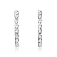 Sterling Silver White Gold Plated with 0.45ct Lab Created Moissanite Huggie Hoop Earrings