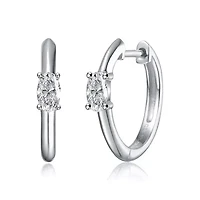 Sterling Silver White Gold Plated with 0.48ct Lab Created Moissanite Huggie Hoop Earrings