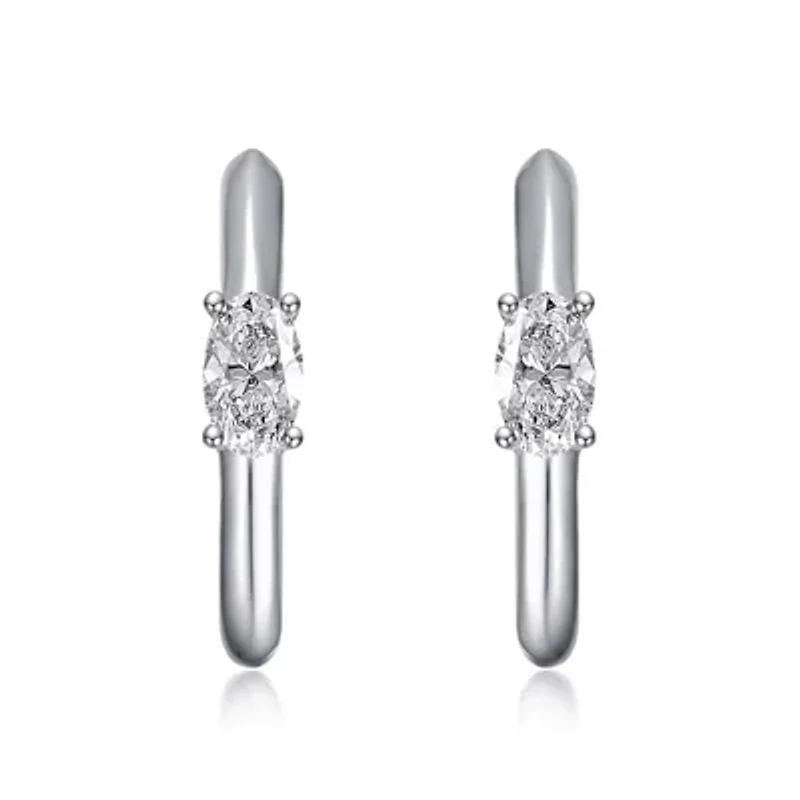 Sterling Silver White Gold Plated with 0.48ct Lab Created Moissanite Huggie Hoop Earrings