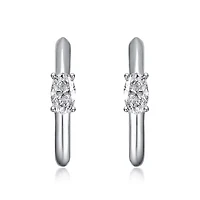 Sterling Silver White Gold Plated with 0.48ct Lab Created Moissanite Huggie Hoop Earrings