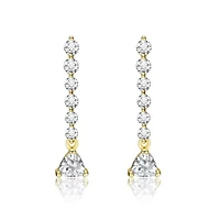 Sterling Silver 14K Gold Plated with 0.76ct Lab Created Moissanite Linear Dangle Journey Earrings