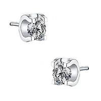Sterling Silver White Gold Plated with 0.50ctw Lab Created Moissanite Solitaire Tulip Stud Earrings