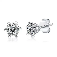 Sterling Silver White Gold Plated with 0.50ctw Lab Created Moissanite Round Solitaire Stud Earrings