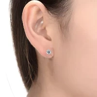 Sterling Silver White Gold Plated with 0.50ctw Lab Created Moissanite Round Solitaire Stud Earrings