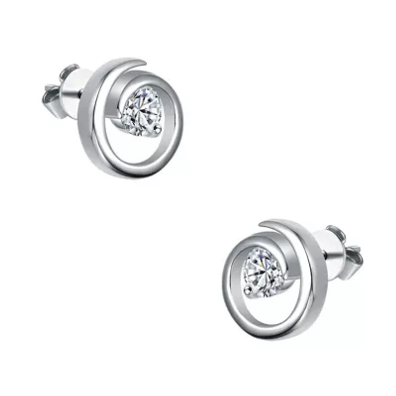 Sterling Silver White Gold Plated with 1ct Lab Created Moissanite Open Eternity Circle Swirl Stud Earrings