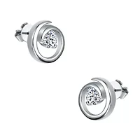 Sterling Silver White Gold Plated with 1ct Lab Created Moissanite Open Eternity Circle Swirl Stud Earrings