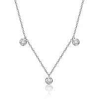 Sterling Silver White Gold Plated with 0.17ct Lab Created Moissanite Raindrop Station Necklace