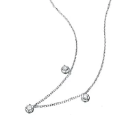 Sterling Silver White Gold Plated with 0.17ct Lab Created Moissanite Raindrop Station Necklace