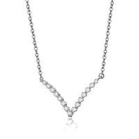 Sterling Silver White Gold Plated with 2.15ct Lab Created Moissanite V-Shaped Chevron Necklace