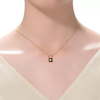 Sterling Silver 14K Gold Plated with 0.60ctw Lab Created Moissanite Padlock Pendant Necklace