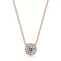 Sterling Silver 18K Rose Gold Plated with 1ct Lab Created Moissanite Round Solitaire Necklace