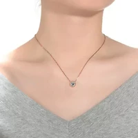 Sterling Silver 18K Rose Gold Plated with 1ct Lab Created Moissanite Round Solitaire Necklace