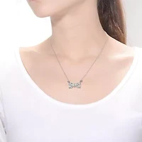 Sterling Silver White Gold Plated with 1.50ctw Lab Created Moissanite Bow-Tie Pendant Necklace