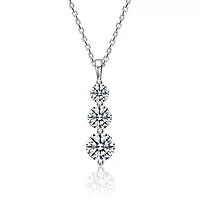 Sterling Silver White Gold Plated with 1.50ct Lab Created Moissanite Three-Stone Necklace