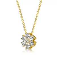 Lab Created Sterling Silver 14K Gold Plated with Lab-Created Moissanite Daisy Cluster Pendant Necklace