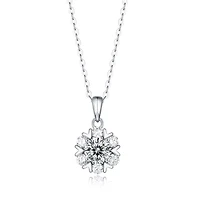Lab Created Sterling Silver White Gold Plated with 1ct Round Brilliant Lab-Grown Moissanite Solitaire Drop Pendant Necklace