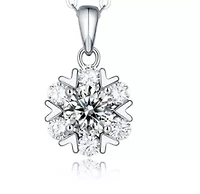 Lab Created Sterling Silver White Gold Plated with 1ct Round Brilliant Lab-Grown Moissanite Solitaire Drop Pendant Necklace