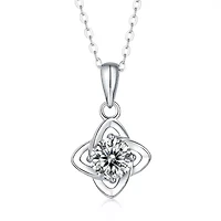 Sterling Silver White Gold Plated with 1ctw Lab Created Moissanite Four-Pointed Orbital Star Pendant Layering Necklace