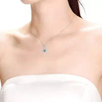 Sterling Silver White Gold Plated with 2ct Round Lab Created Moissanite Solitaire 4-Pointed Orbital Star Pendant Necklace