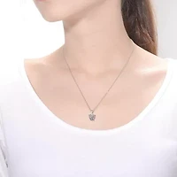 Sterling Silver White Gold Plated with 1ct Lab Created Moissanite Heart Solitaire Pendant Necklace