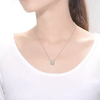 Sterling Silver White Gold Plated with Clear 0.20ctw Lab Created Moissanite Eternity Circle Disc Pendant Necklace