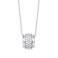 Sterling Silver White Gold Plated with .7 ctw. Lab Created Moissanite Triple Row Circular Eternity Pendant Necklace