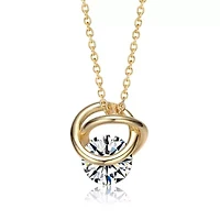 Sterling Silver 14K Gold Plated with 1.20ct Lab Created Moissanite Solitaire Double Eternity Circle Pendant Necklace