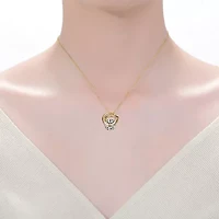 Sterling Silver 14K Gold Plated with 1.20ct Lab Created Moissanite Solitaire Double Eternity Circle Pendant Necklace