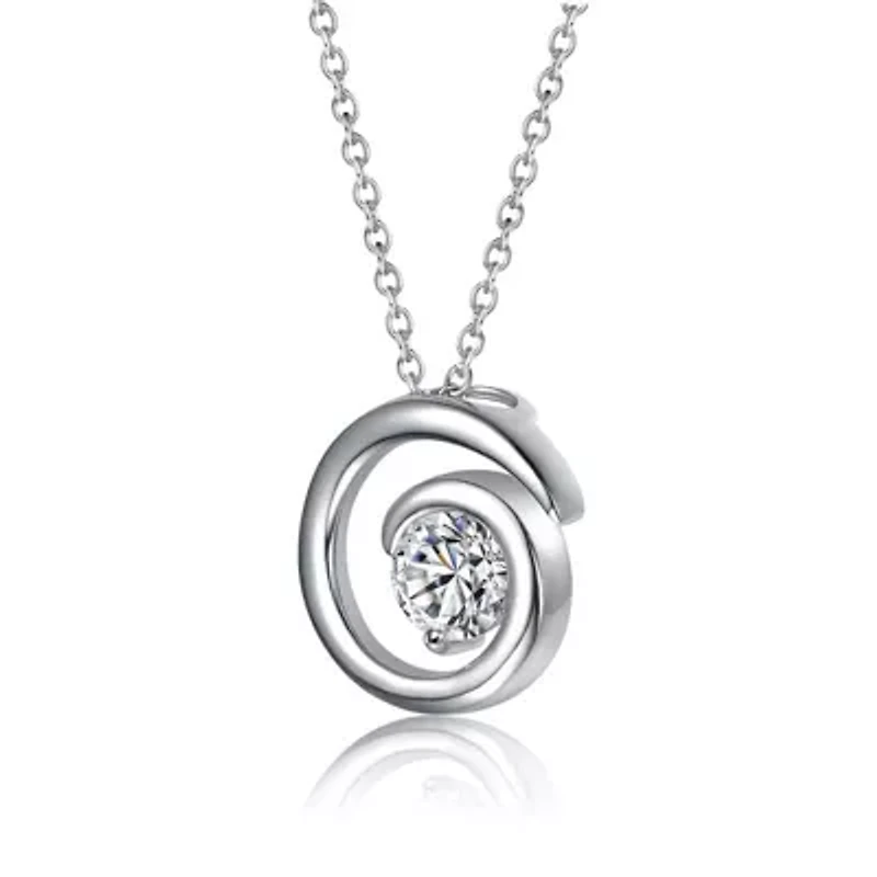 Sterling Silver White Gold Plated with 1ct Lab Created Moissanite Open Eternity Circle Swirl Pendant Necklace