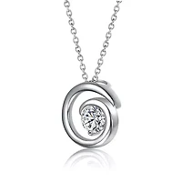 Sterling Silver White Gold Plated with 1ct Lab Created Moissanite Open Eternity Circle Swirl Pendant Necklace