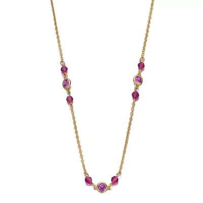 Lab Created Sterling Silver 14K Gold Plated with Ruby Red Cubic Zirconia Necklace
