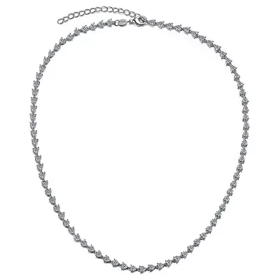 Lab Created Sterling Silver White Gold Plated with Clear Cubic Zirconia Heart Tennis Necklace