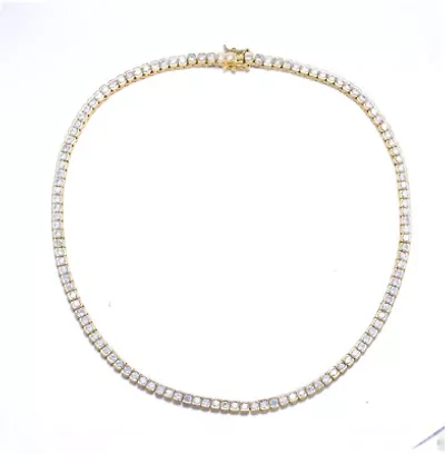Lab Created Rozzato Sterling Silver 14K Gold Plated with Cubic Zirconia Classic Tennis Necklace