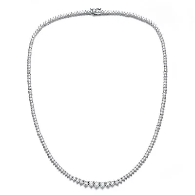 Lab Created Sterling Silver White Gold Plated with Clear Cubic Zirconia Tennis Necklace