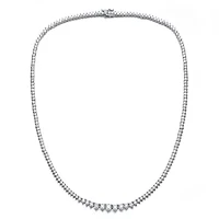 Lab Created Sterling Silver White Gold Plated with Clear Cubic Zirconia Tennis Necklace